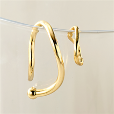 노이드비 여성용 신주 투웨이 유광 엔틱 꼬임 링 이어커프 귀찌 2p