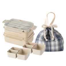 Nanu Dam 野餐保冷袋雙層便當組, 海軍藍, 1套