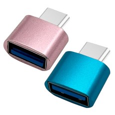 Kalron Type-C OTG轉接頭 2件組 KR-MCOTG, 2cm, 1套, 玫瑰金, 藍色