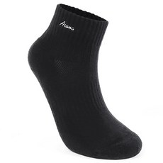 Asana 男款雙羅紋毛圈氣墊踝襪, 黑色