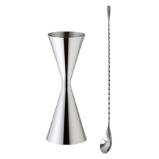 GOODLIVING 雞尾酒細長量杯 30ml 60ml+量匙 30cm組, 單一顏色, 1套