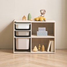 리바트 꼼므 800 낮은 장난감 수납장 방문설치, 올내추럴, 2단