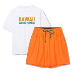 ILLUSO Surfing Paradise Oversize短袖防磨衣 四分彈性沙灘褲 上下身套裝