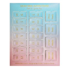 PLEPIC 彩色波浪皮革索引貼紙 粉色藍色, 1個, 1入