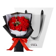 뷰카 조화 로맨틱 블루밍 비누꽃다발 + 쇼핑백 세트, 레드, 1개