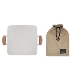 Dr.HOWS 電磁爐適用單色方形烤盤 白色+收納袋組, 31cm, 1組