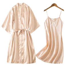 Jo&J 現代絲綢浴袍兩件式套組, 膚色, 1套