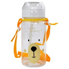키친유 베어 어깨끈 빨대 물병, 혼합색상, 1개, 350ml