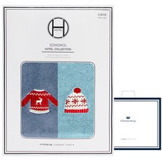 Songwol 松月 聖誕風棉製洗臉毛巾 150g, 隨機出貨, 2個