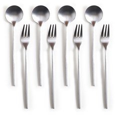 마리포사 티스푼 + 포크 세트 실버, 4세트, 티스푼 + 티포크