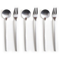 마리포사 티스푼 + 포크 세트 실버, 3세트, 티스푼 + 티포크