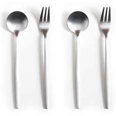 마리포사 티스푼 + 포크 세트 실버, 2세트, 티스푼 + 티포크