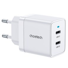 Choetech Type C雙孔快充器PD 40W手機筆電變壓器, 1個, 白色