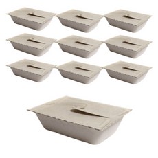 Daissyu 方形翼型紙漿沙拉甜點野餐便當盒 大型, 1入, 10個