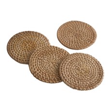 Northern Farms 藤編杯墊, 淺棕色, 4個