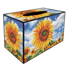 DCLARE 寶石十字繡面紙盒, 1個, 01 太陽向日葵