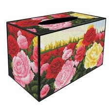 DCLARE 寶石十字繡面紙盒, 1個, 05 玫瑰花園