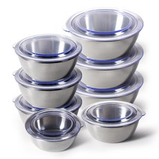 더나인 스텐 원형 반찬통 실속 8p 세트, 1세트, 1호 + 2호 + 3호 3p + 4호 3p