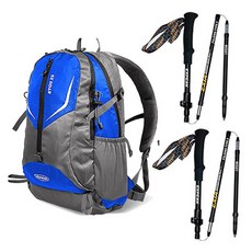 엑스피크 고급형 에토스 배낭 25L + 레인커버 + 엑시아 5단 등산스틱 2p 세트, 블루(배낭), 랜덤발송(커버)