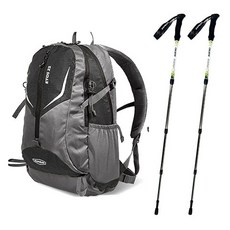 EXPEAK 高級款Ethos 25L揹包 + 防雨罩 + Callisto 4節登山杖 2入組, 黑色(背包), 隨機出貨(罩), 冰綠色(登山杖)