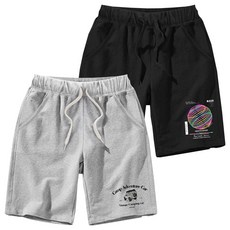 엠씨티 문컬렉션 남녀공용 오로라 + 캠핑지프 면 반바지 2종 세트