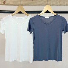 페이퍼먼츠 여성용 브이넥 데일리 모달 반팔 티셔츠 22723 J 2p
