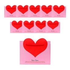 Eumes 愛心包裝禮品購物袋, 粉紅色, 10個