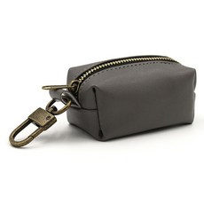 寵物外出撿便袋PU皮革收納包, 1個, 炭灰色