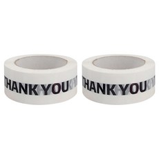 마켓감성 포장 데코 박스 테이프 45mm x 1m, 화이트블랙 THANK YOU, 2개