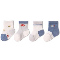 HARAROI 男童款可愛汽車襪子 4雙組