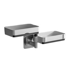 藝所堂 免鑽孔多用途雙層肥皂架, 白灰色, 1個