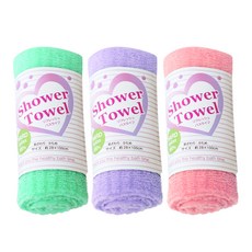 aisen 扁柏樹水滴身體浴巾3件組 BT113, 綠色 + 粉紅色 + 紫色, 3個