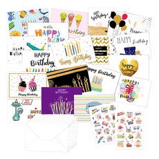 東亞PMS 生日賀卡 18p + 信封 18p + 貼紙 2p 套組 橫式, 混合顏色