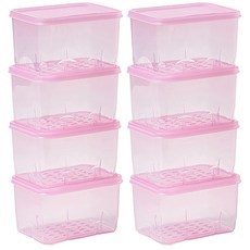 땡스소윤 냉동실 전용 밀페용기 8호 핑크, 8개, 600ml