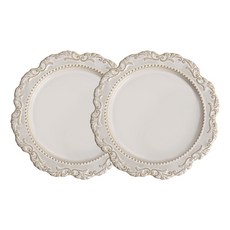 復古巴洛克餐具甜點盤, 奶油色 + 米色, 2個
