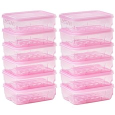 땡스소윤 냉동실 전용 밀페용기 핑크, 12개, 단품