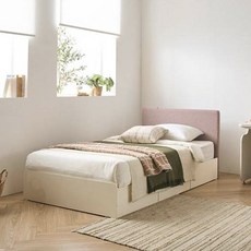 리바트 커먼베드 자녀가구 침대 페브릭형 헤드 공용침대 바닥판 서랍형 표준 L 방문설치, 레드(헤드) + 화이트(바디) + 화이트(바닥재)