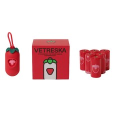 VETRESKA 犬用造型撿便袋收納盒+撿便袋 7捲組, 紅色(草莓款), 1組, 1組