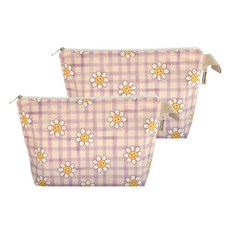 Doto-mari 雙面防水餐盤收納包 2入, 快樂格紋粉