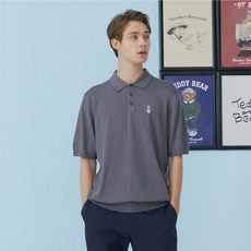 테디베어 남성용 반팔 카라 니트