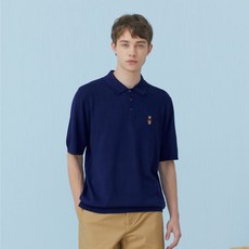 테디베어 남성용 반팔 카라 니트