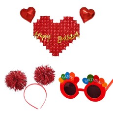 Eumes 生日派對大型愛心氣球+掛飾+派對道具組, 混色, 1組