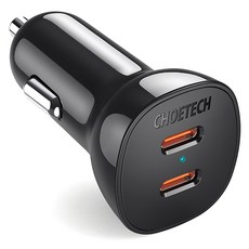 Choetech 雙孔 USB-C 高速車用充電器, TC0008, 黑色