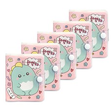 朝鮮文具 Lazy Star 角色迷你封面筆記本, 恐龍, 5個