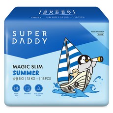 SUPER DADDY 企鵝先生夏日輕薄褲型尿布, 18片, Big