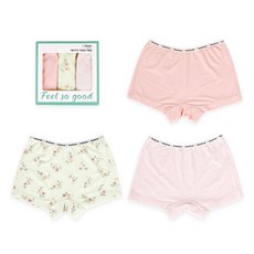 Maykids 幼童/青少年 女童 愛心花卉 莫代爾四角褲 3件組