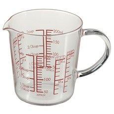 HARIO 好璃奧 把手量杯 MJCW-20-R-BK, 1個, 混色, 200ml