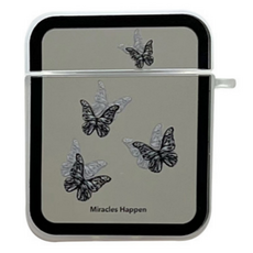 페피스 나비 거울 에어팟케이스, 에어팟 1 / 2 세대, 화이트