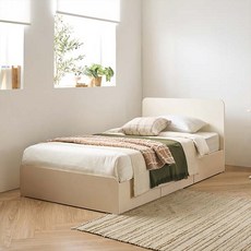 리바트 커먼베드 자녀가구 심플형 헤드 침대 서랍형 프레임 단품 방문설치, 화이트 + 화이트오크