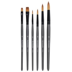 Artmate 水彩畫筆 Gray 777A 6件組, 平刷(6號, 10號), 圓刷(2號, 8號, 12號, 16號), 1個